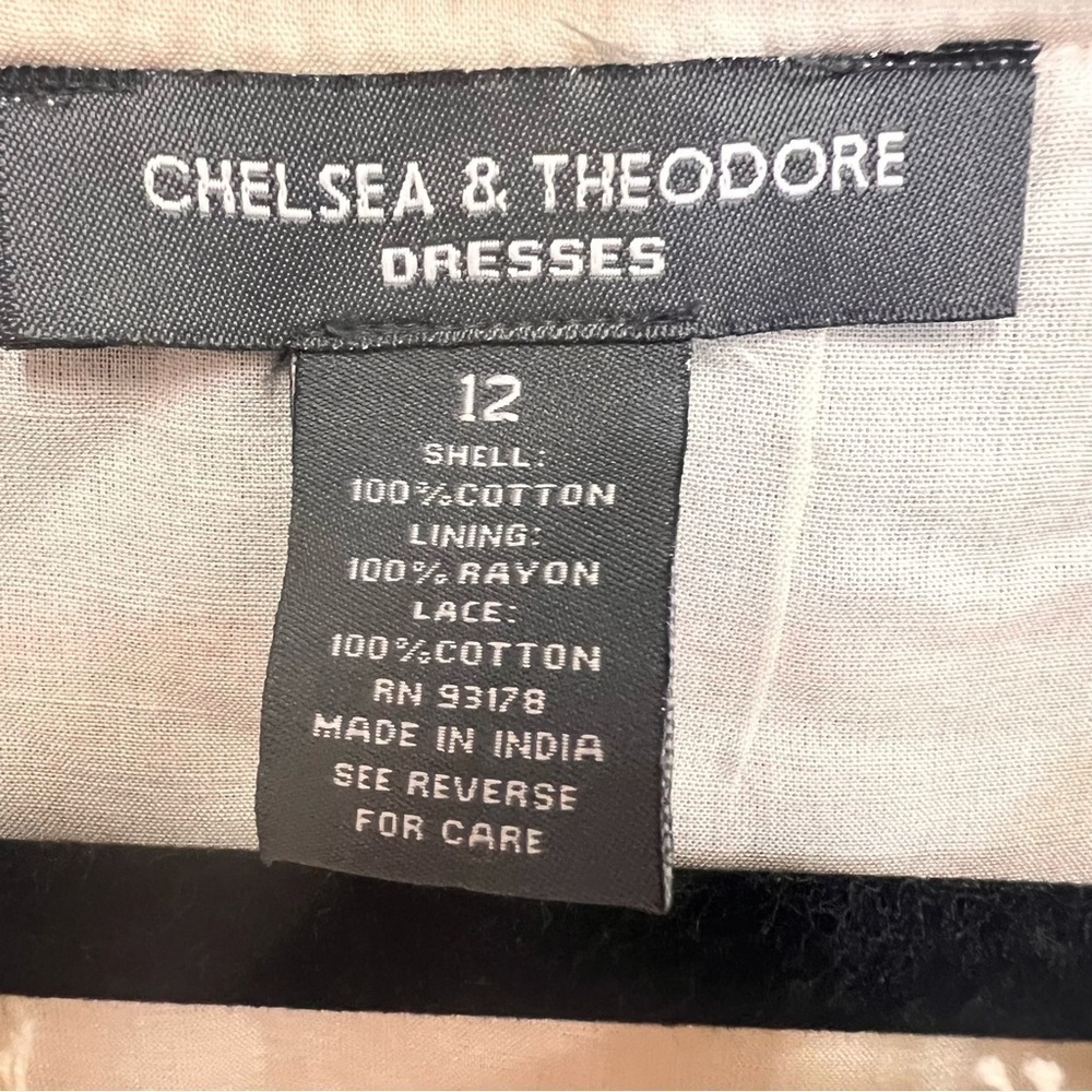 Chelsea & Theodore Striped Shift Fringe Hem Dress size 12 - Picture 3 of 11